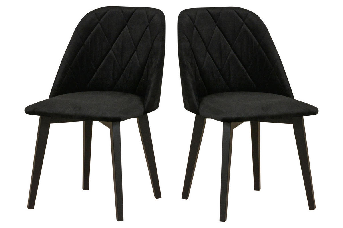 STUHL 2er Set MONTI 3, schwarz, kronos 7, Nähte: Rombus - Schwarz Hochglanz/Schwarz, Holz (48/83/47cm) - Leaf Design