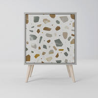 SIDEBOARD PIECES OF TOMORROW, Grau, 57,5x42x77,5 cm, Schräge Buchenholzfüße - Buchefarben/Multicolor, Holzwerkstoff/Buchenholz (57.5/77.5/42cm) - SpaceRebels