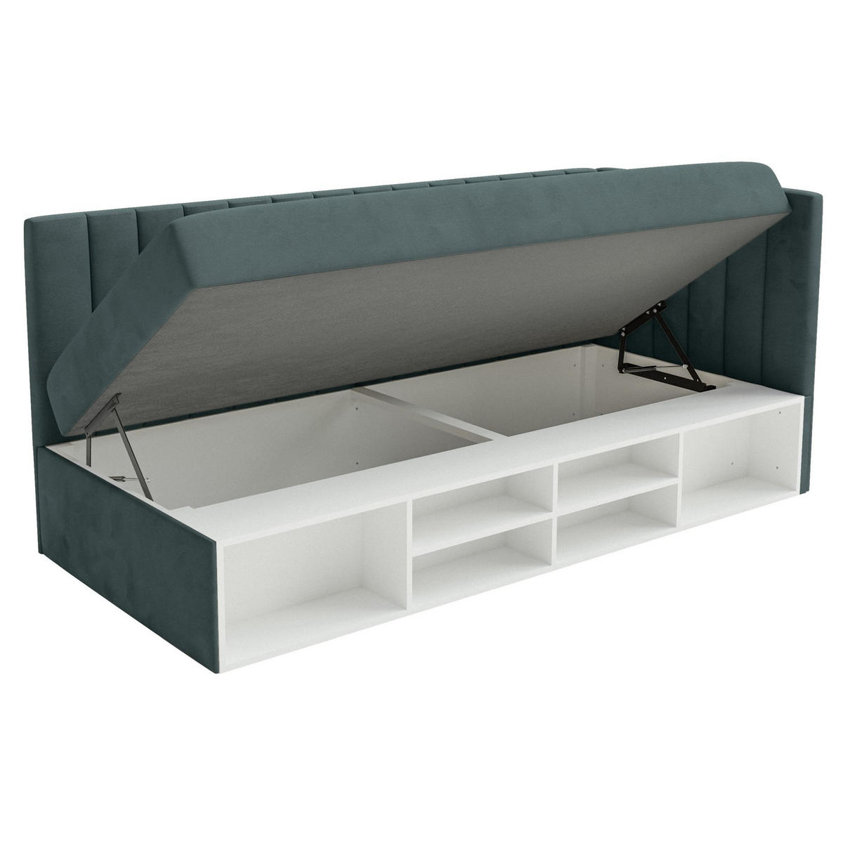 JUGENDBETT Ventrio Blaugrau Easy-Clean-Samtbezug 90x200 cm - Hellgrau, Holz/Textil (90/200cm) - Selsey