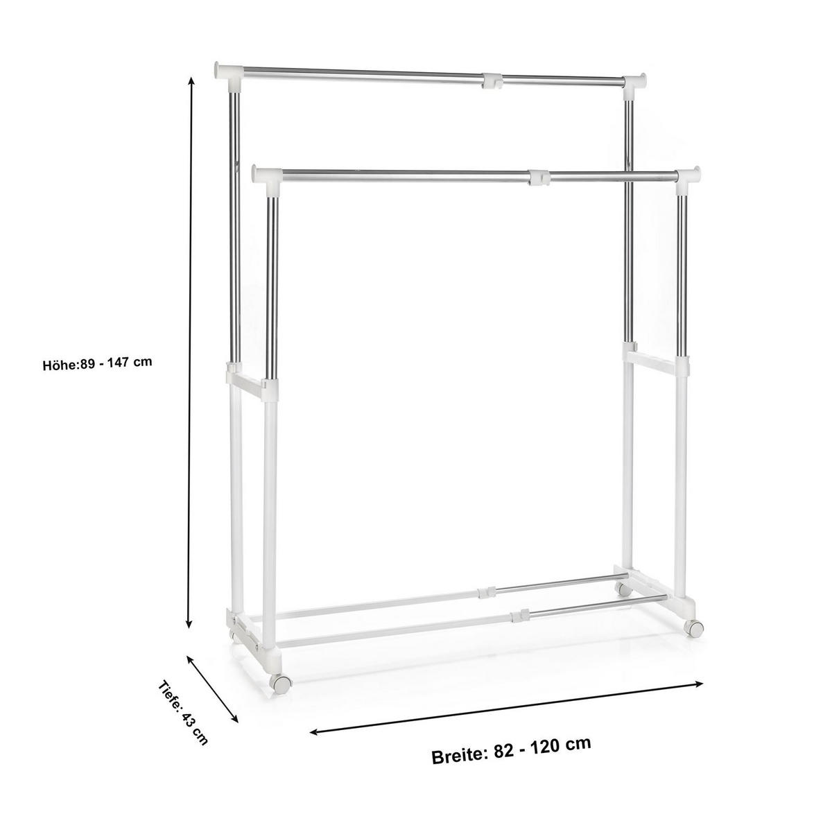 GARDEROBENWAGEN CASA - Weiß, Metall (82/89/43cm) - CARO-Möbel