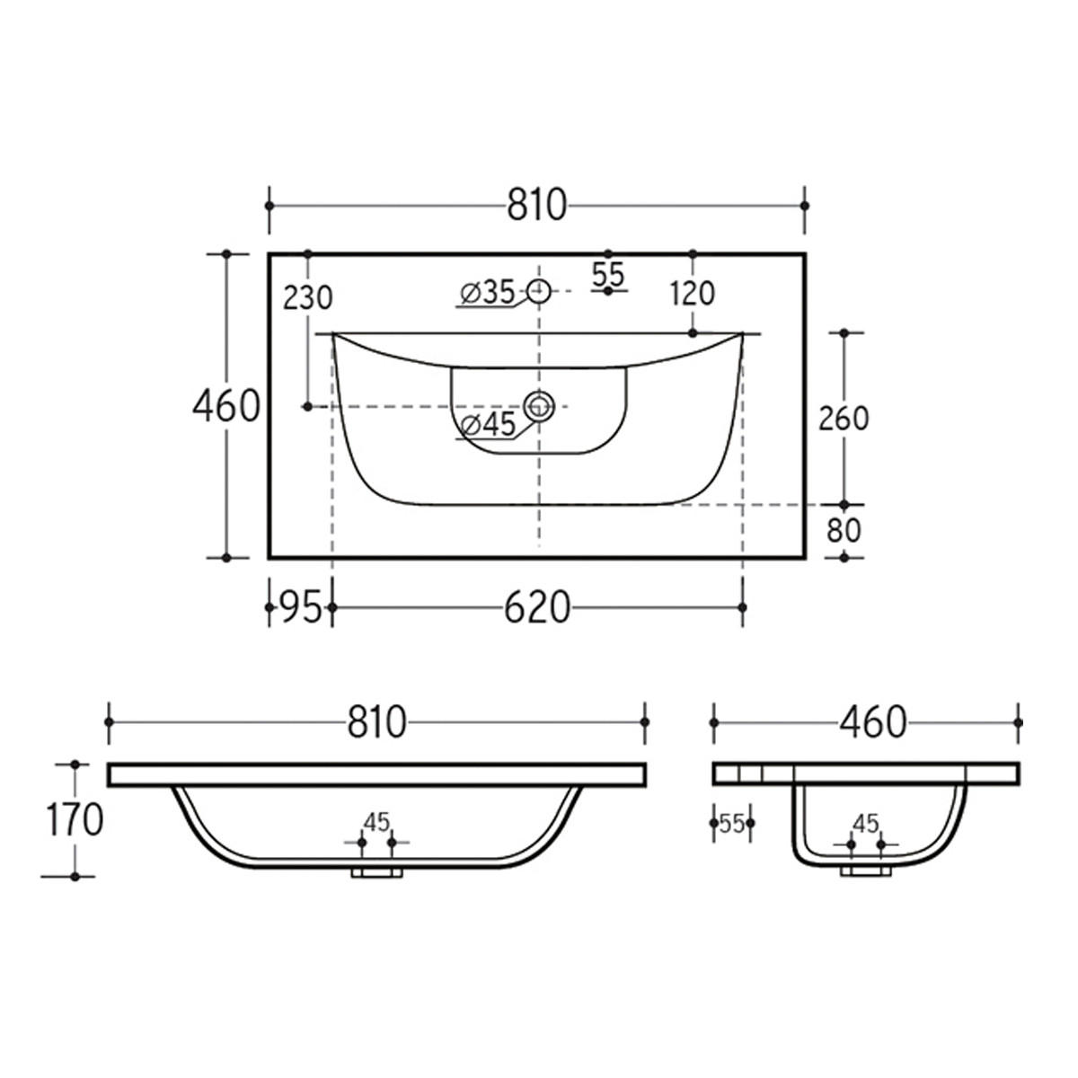 WASCHTISCH 80.2cm Gaia Holz in Eichenoptik und Schwarz - Schwarz, Holzwerkstoff (80.2/57/46cm) - Petits-meubles
