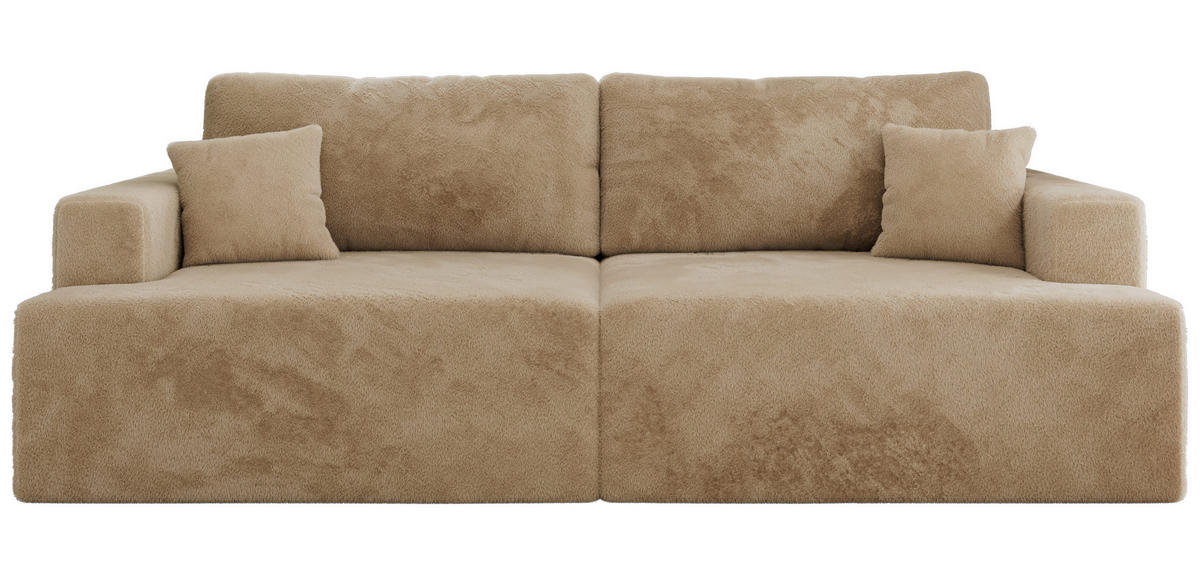 4-SITZER SOFA VIRELLA Beige Plüsch - Beige/Schwarz, Textil (240/88/115cm) - MKS