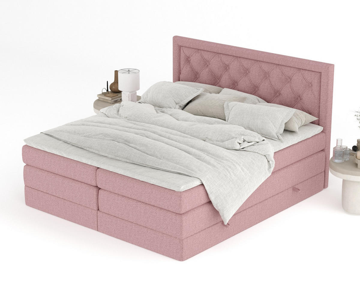 BOXSPRINGBETT Aurelia Rosa 160/200 cm - Schwarz/Rosa, Holz/Holzwerkstoff (160/200cm) - Maison de Reve