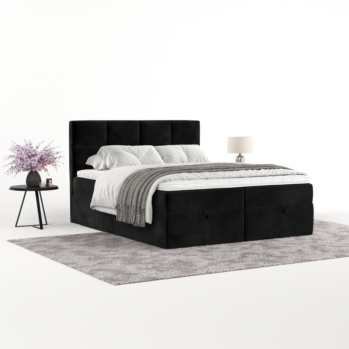 BOXBETT Velto 160/200 cm Schwarz im Kronos Stoff - Schwarz, Holz/Holzwerkstoff (160/200cm) - AltaBeds