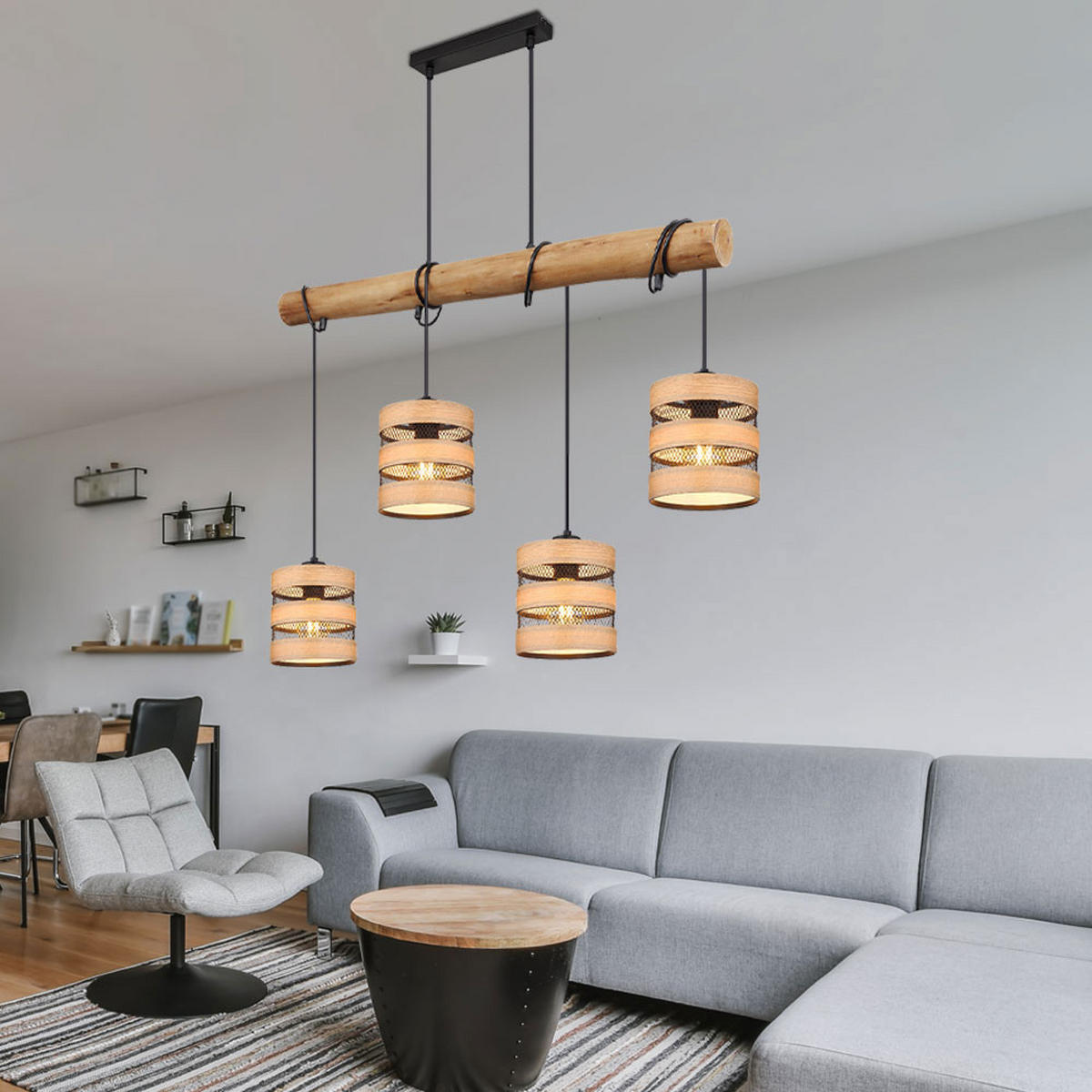 HÄNGELEUCHTE Soeni Holz Braun - Braun, Holz (85/15/120cm) - Globo Lighting