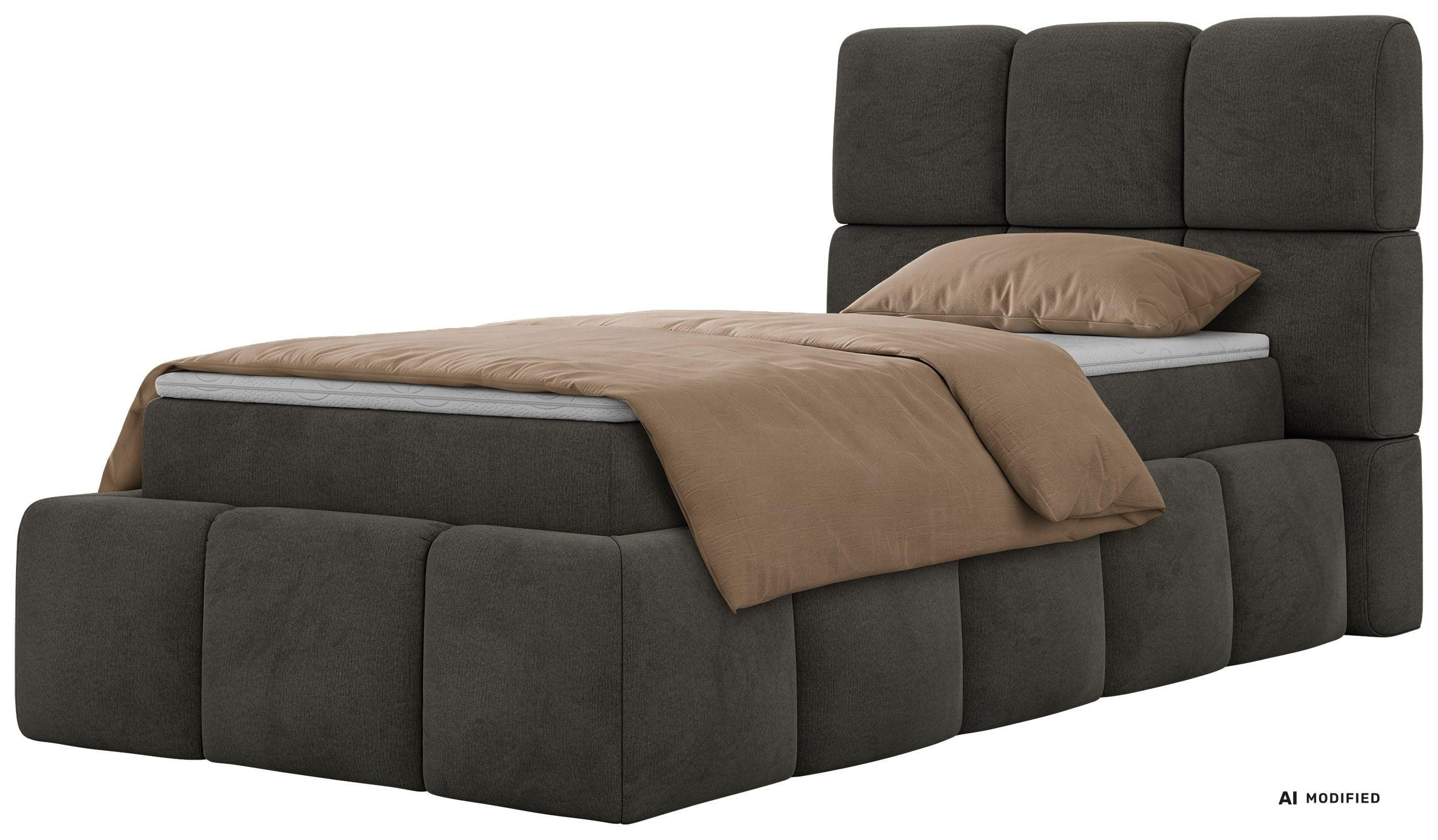 BOXBETT NIRA 90/200 - Dunkelgrau Velvet - Topper T25 - H4 - Dunkelgrau/Anthrazit, Kunststoff/Textil (200/90cm) - MKS