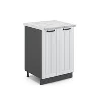 KÜCHENUNTERSCHRANK Fame-Line Weiß Landhaus 60 cm, AP Marmor - Anthrazit/Weiß, Holzwerkstoff (60/82/60cm) - Vicco