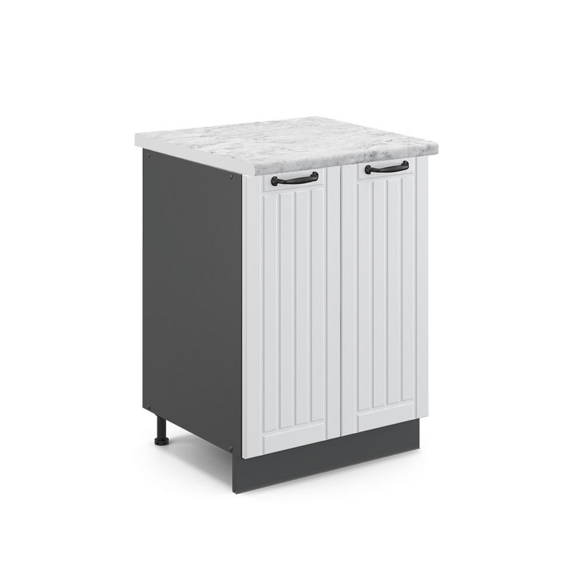 KÜCHENUNTERSCHRANK Fame-Line Weiß Landhaus 60 cm, AP Marmor - Anthrazit/Weiß, Holzwerkstoff (60/82/60cm) - Vicco