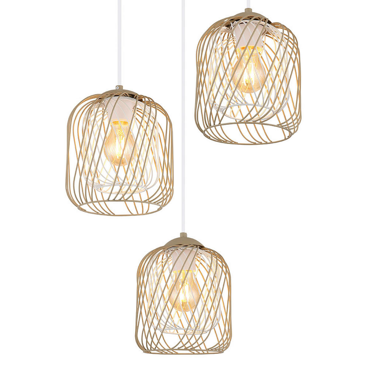 LED PENDELLEUCHTE DICHTI Metall Sand 3-flammig - Bernsteinfarben, Glas (39.4/39.4/150cm) - Globo Lighting