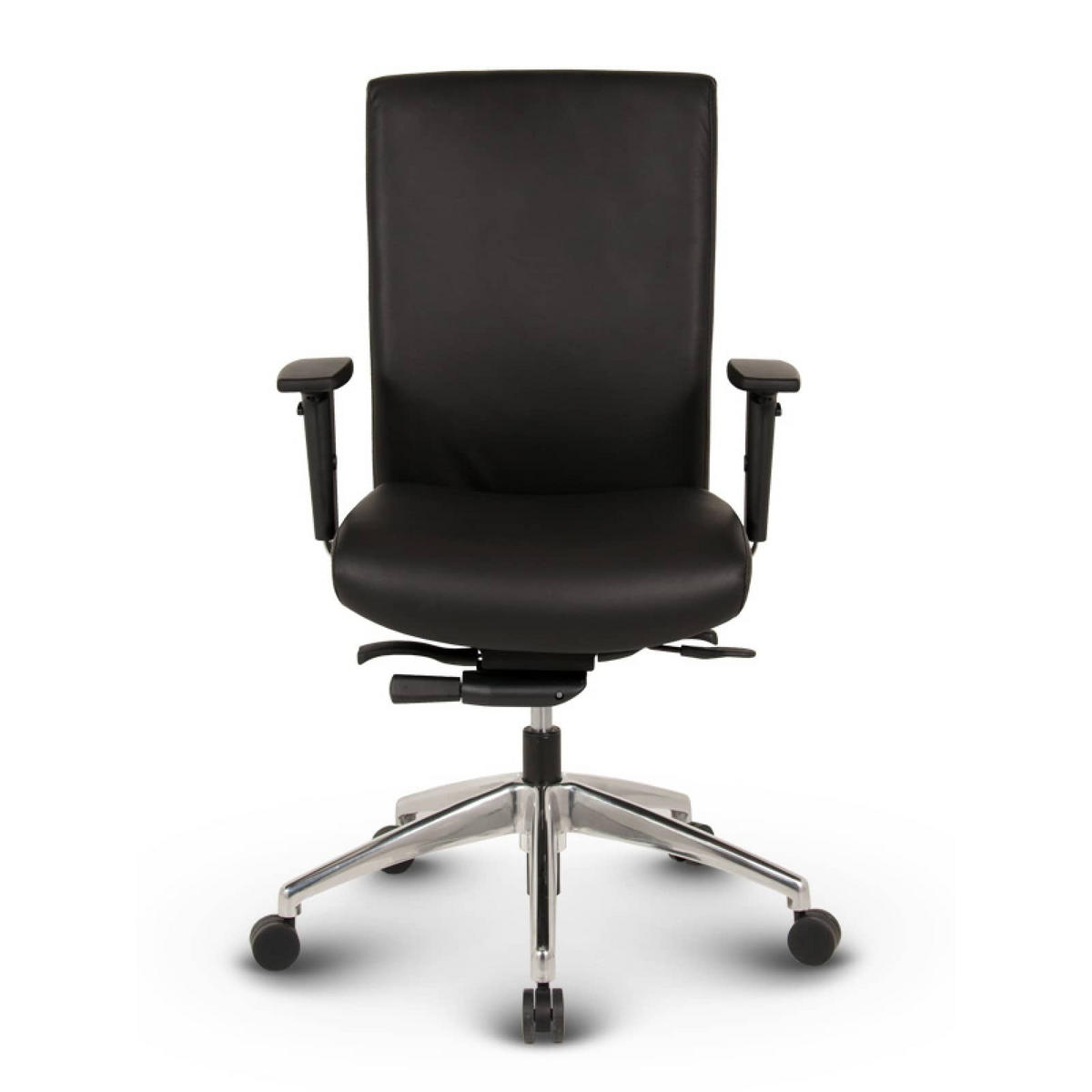 BÜROSTUHL Terox Echtleder Schwarz - ergonomisch, 150 kg belastbar, Sitzhöhe 54-66cm - Schwarz, Leder/Kunststoff (65/106/60cm) - Versee