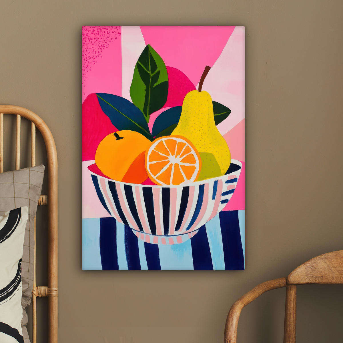 LEINWANDBILD Obst - Abstrakter Hintergrund - Rosa Wanddeko Schlafzimmer 60x90 cm - Pink, Textil (60/90cm) - MuchoWow