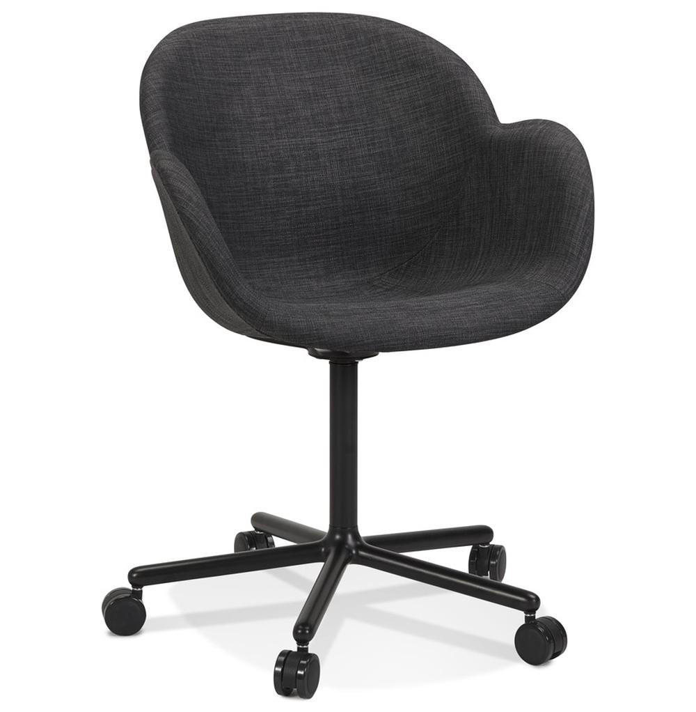 BÜRODREHSTUHL Stoff mit ergonomischer Form und 360° Drehfunktion VENIXA, Anthrazit 59x59x85 cm - Anthrazit/Schwarz, Textil/Metall (59/85/59cm) - KADIMA DESIGN