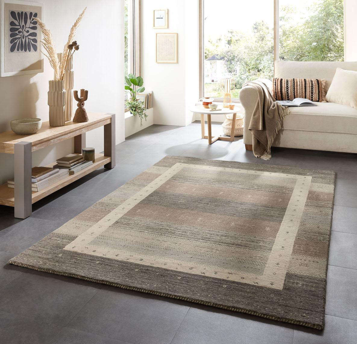 HANDWEBTEPPICH Memu 250x350 cm - Silberfarben, Textil (250/350cm) - THEKO