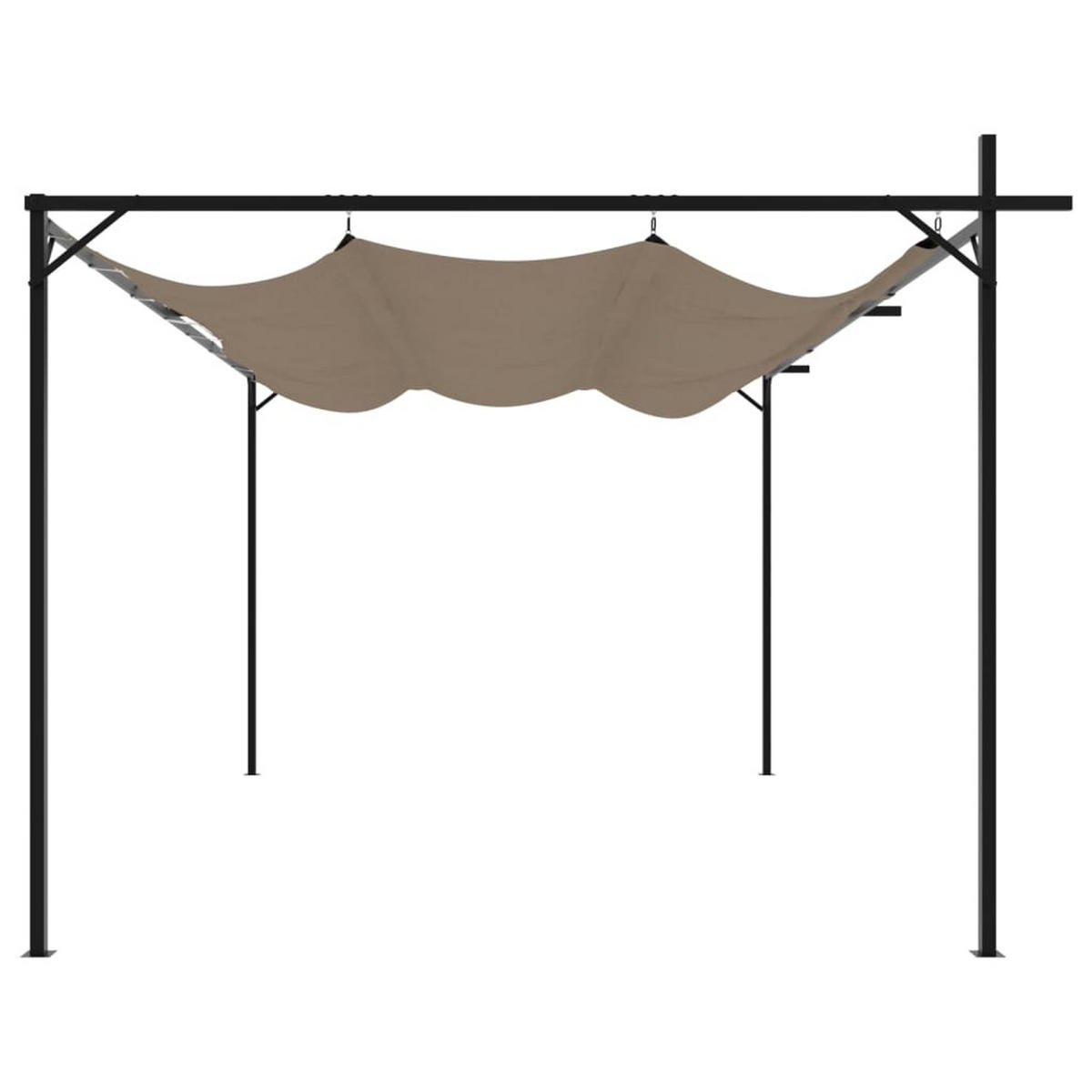 TERRASSENÜBERDACHUNG mit Schiebedach OLIMP | Taupe 395x292x230cm | Pergola Garten Pavillon - Taupe, Metall (395/230/292cm) - DELUKE