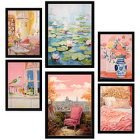 POSTER Set Mit 6 Rosa Frühling A3 & A4 Schwarzer Rahmen - Schwarz, Papier (29/3/42cm) - Nacnic