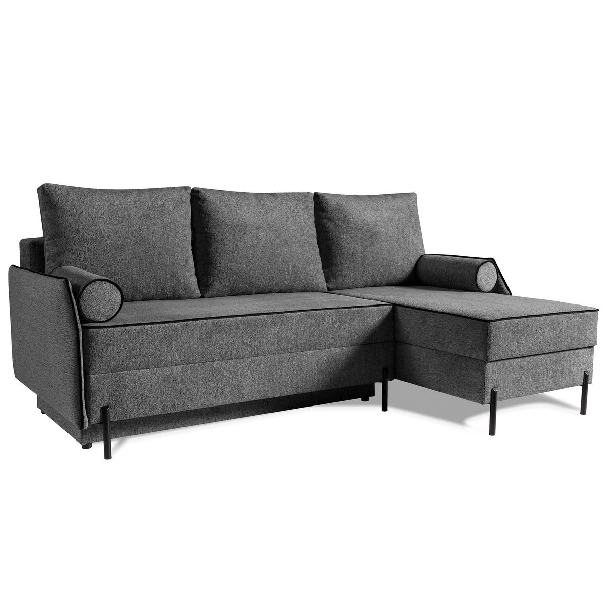 ECKSCHLAFSOFA Livio mit Schlaffunktion und universeller Ottomane, Grau - Grau, Textil (213/155cm) - Beautysofa
