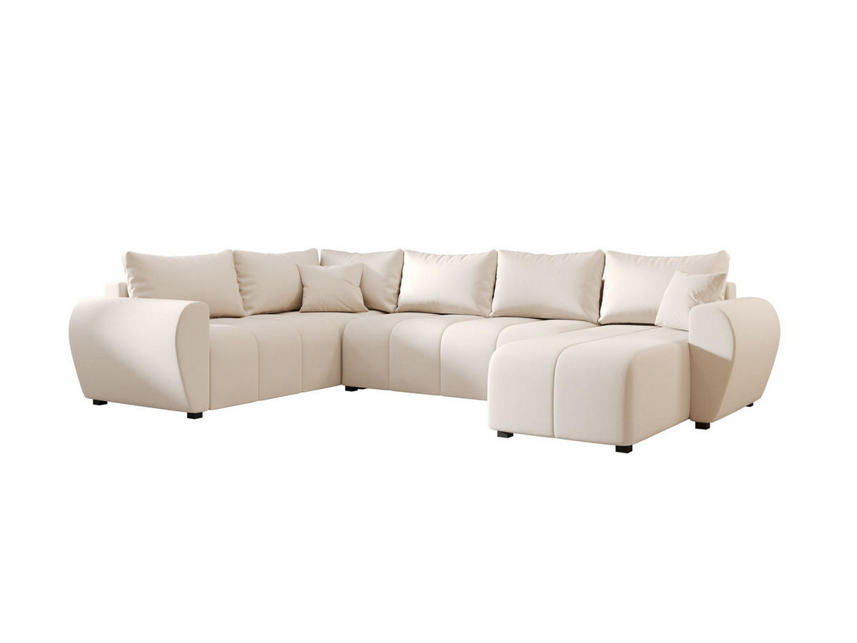 WOHNLANDSCHAFT MOLISA U PLUS Cosmic 10 Rechts mit Schlaffunktion - Beige, Textil (303/82/208cm) - Bedante