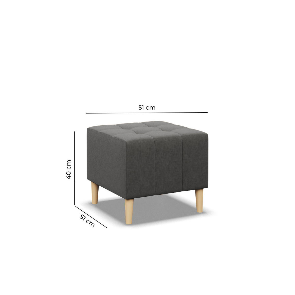 SITZPOUF 50x50 ELMA, Dunkelgrau - Dunkelgrau, Textil (50/40/50cm)