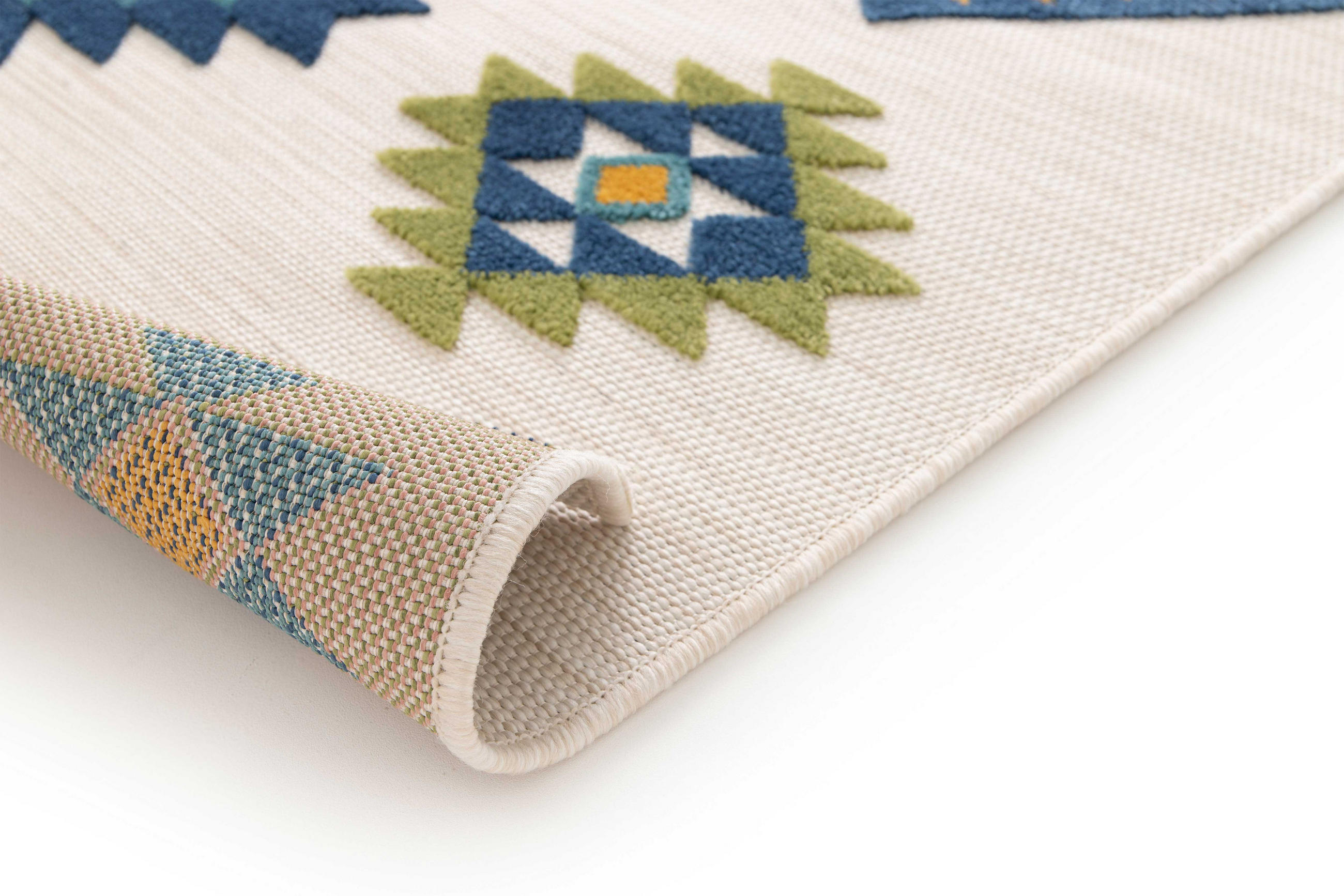OUTDOORTEPPICH Weiß Mila 120/170 cm - Blau/Gelb, Kunststoff/Textil (120/170cm) - Atticgo