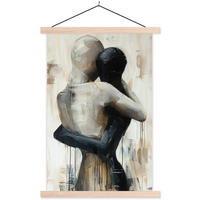 POSTER Abstrakt - Liebe - Schwarz und weiß - Modern 40x60 cm - Schwarz, Textil (40/60/0.15cm) - MuchoWow