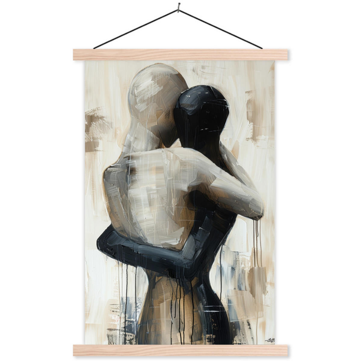 POSTER Abstrakt - Liebe - Schwarz und weiß - Modern 40x60 cm - Schwarz, Textil (40/60/0.15cm) - MuchoWow
