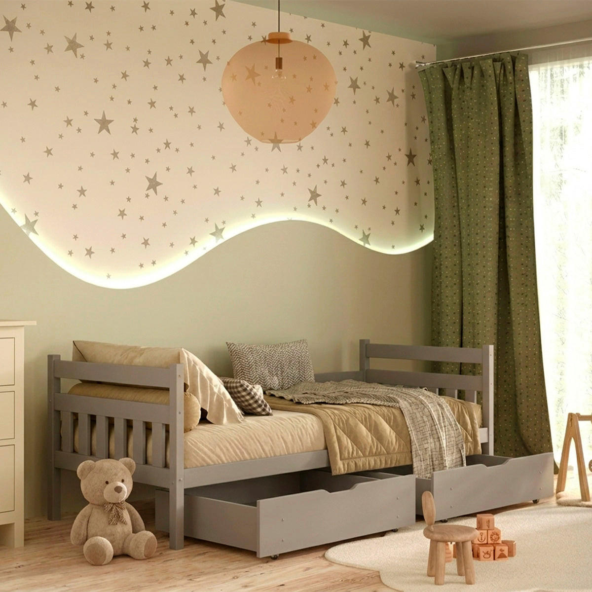 BETT 90/200 David Grau - Grau, Holz (90/200cm) - Petits-meubles