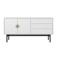 TV-LOWBOARD Stoon Weiß mit 3 Schubladen 154 cm - Goldfarben/Schwarz, Holzwerkstoff/Metall (154/76.1/38cm) - Selsey