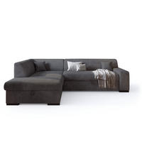 ECKSOFA mit Schlaffunktion Cordstoff MILENZO Grau Links - Grau, Holz (260/175cm) - Bromarkt