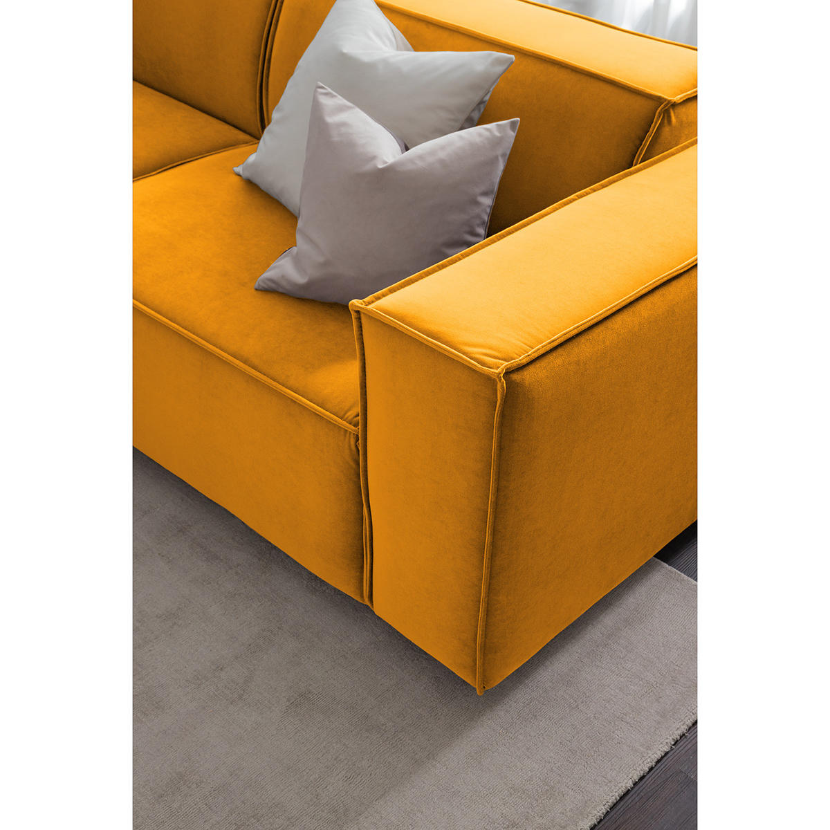 ECKSOFA mit Longchair - Gelb/Schwarz, Kunststoff/Textil (294/177cm) - home24