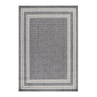 TEPPICH Outdoor Flachgewebe Bordüre Polypropylen Balkon Grau Läufer 80x250 - Grau, Textil (80/250cm) - KADIMA DESIGN