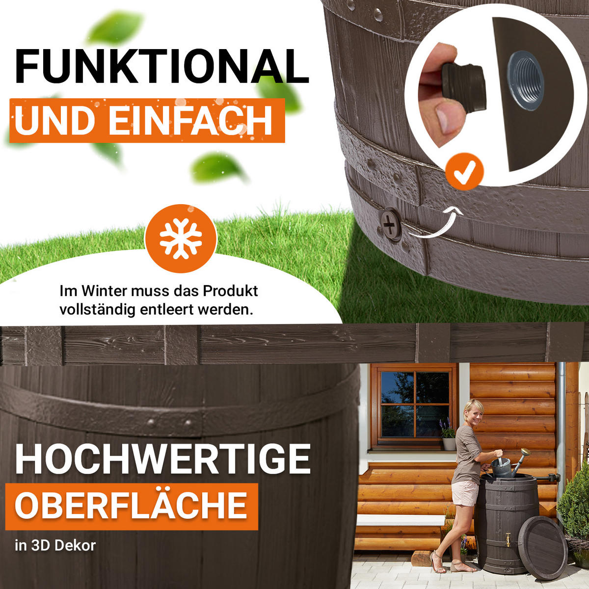 REGENFASS 420 L, braun - Braun, Kunststoff (78/105/78cm) - GARANTIA