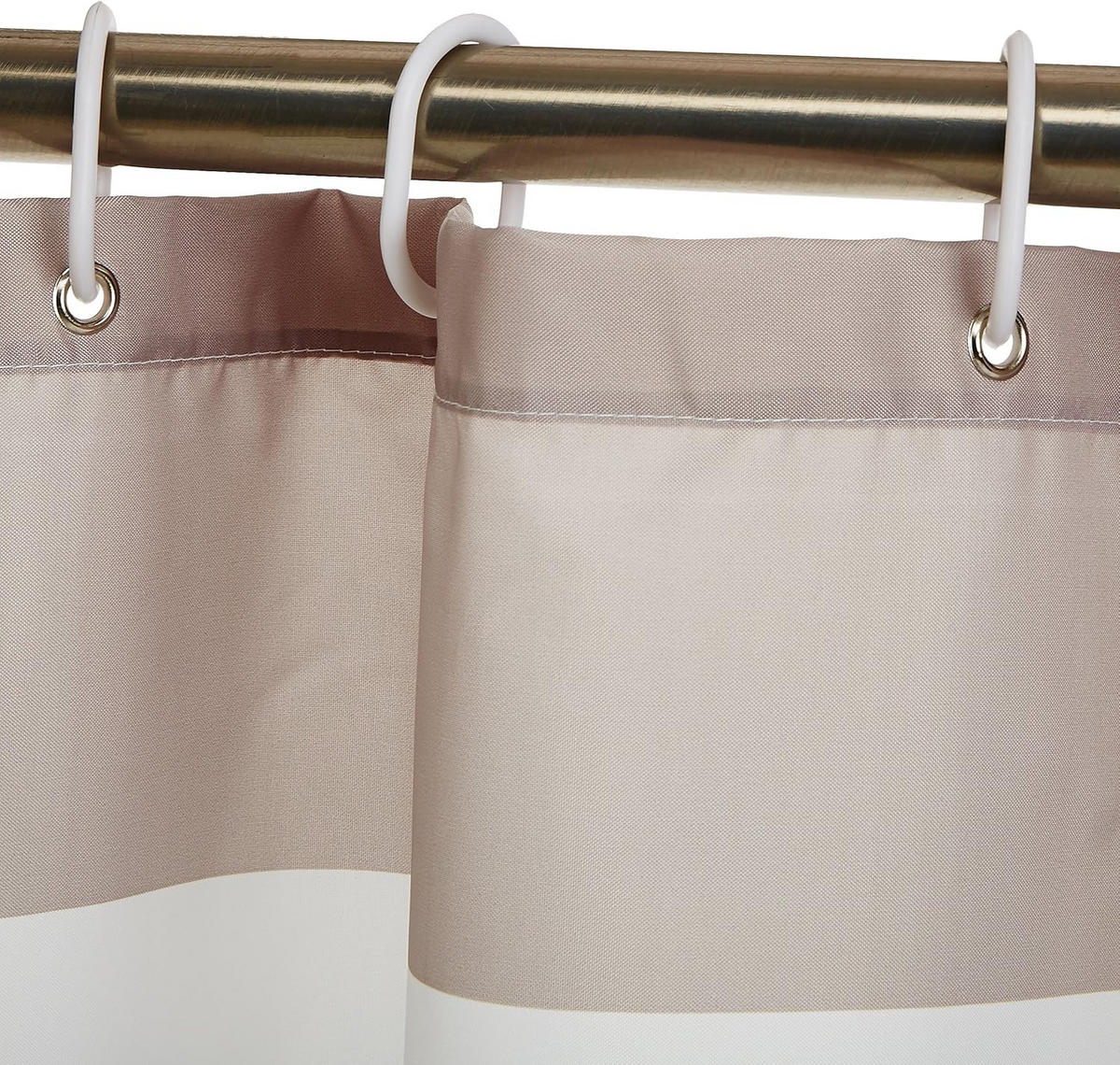 DUSCHVORHANG Beige Streifen wasserfest schimmelresistent maschinenwaschbar mit Haken - Beige, Textil (180/180cm) - MCBOSON