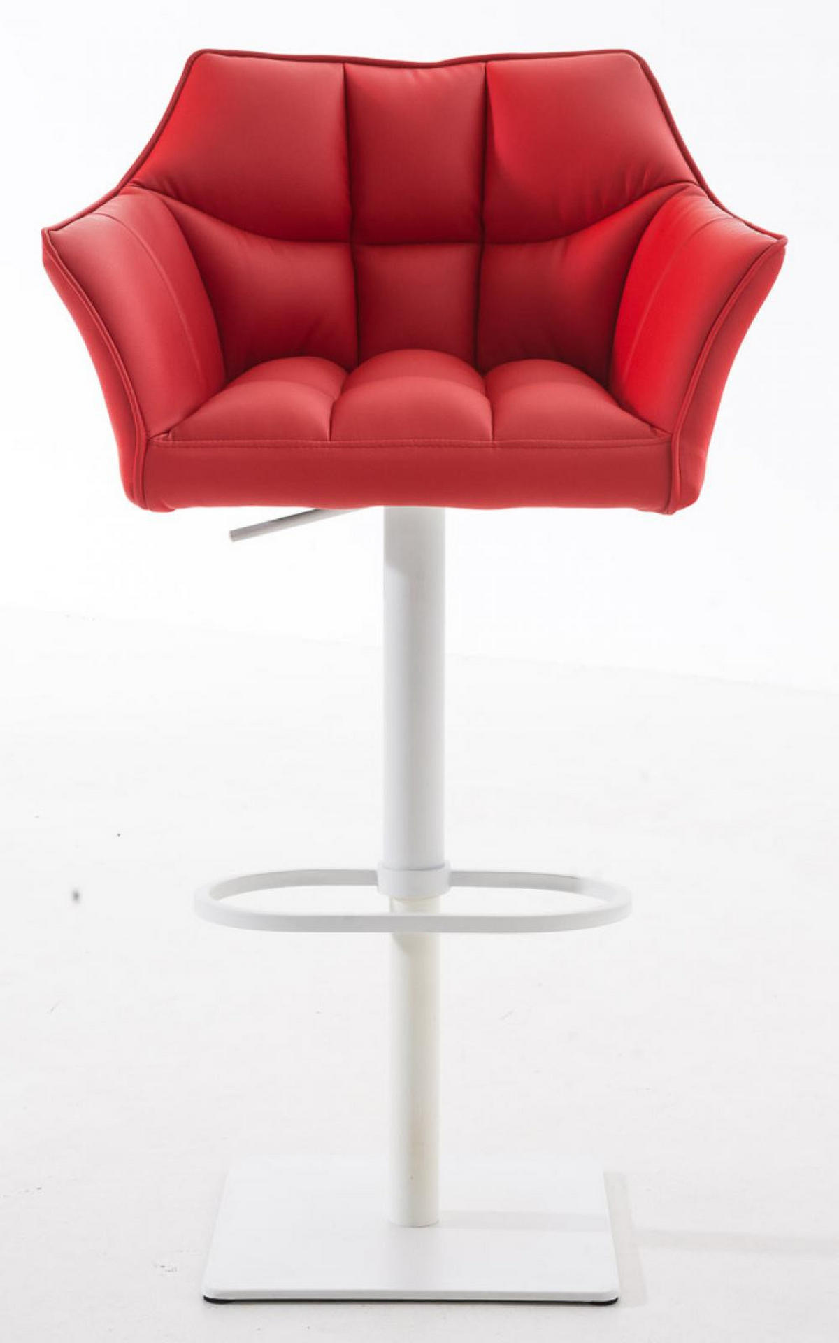 BARHOCKER 2er Set Lederlook Rot - Rot/Weiß, Textil/Metall (64/88/45cm) - CLP