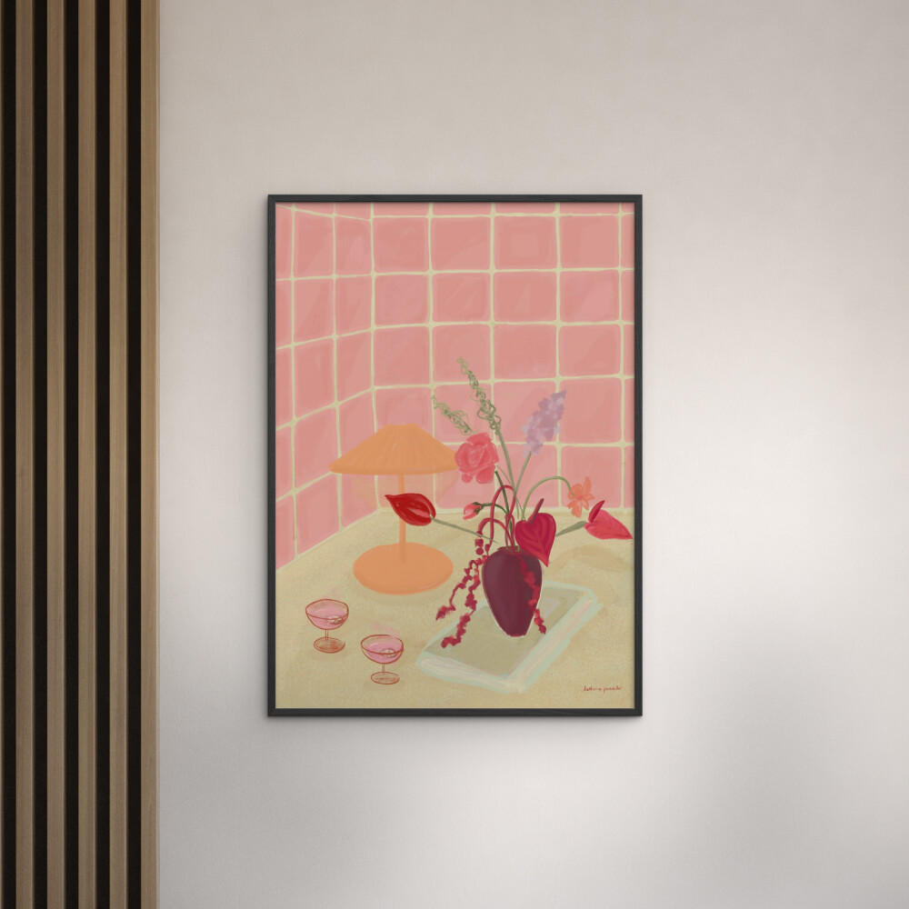 POSTER mit Rahmen Katharina Puritscher - Bubbly - Pink/Schwarz, Holz/Papier (70/100cm) - Poster&Frame