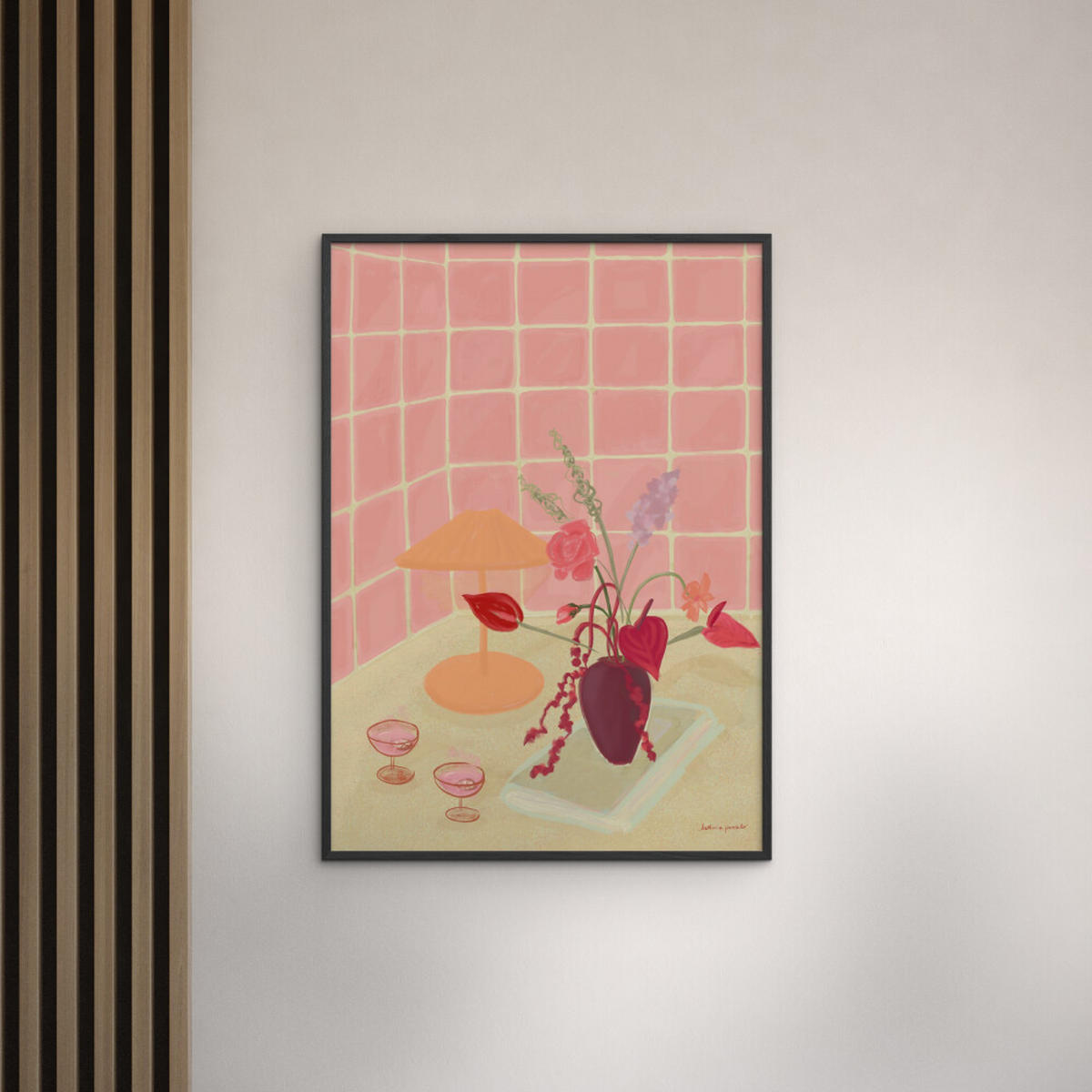 POSTER mit Rahmen Katharina Puritscher - Bubbly - Pink/Schwarz, Holz/Papier (70/100cm) - Poster&Frame