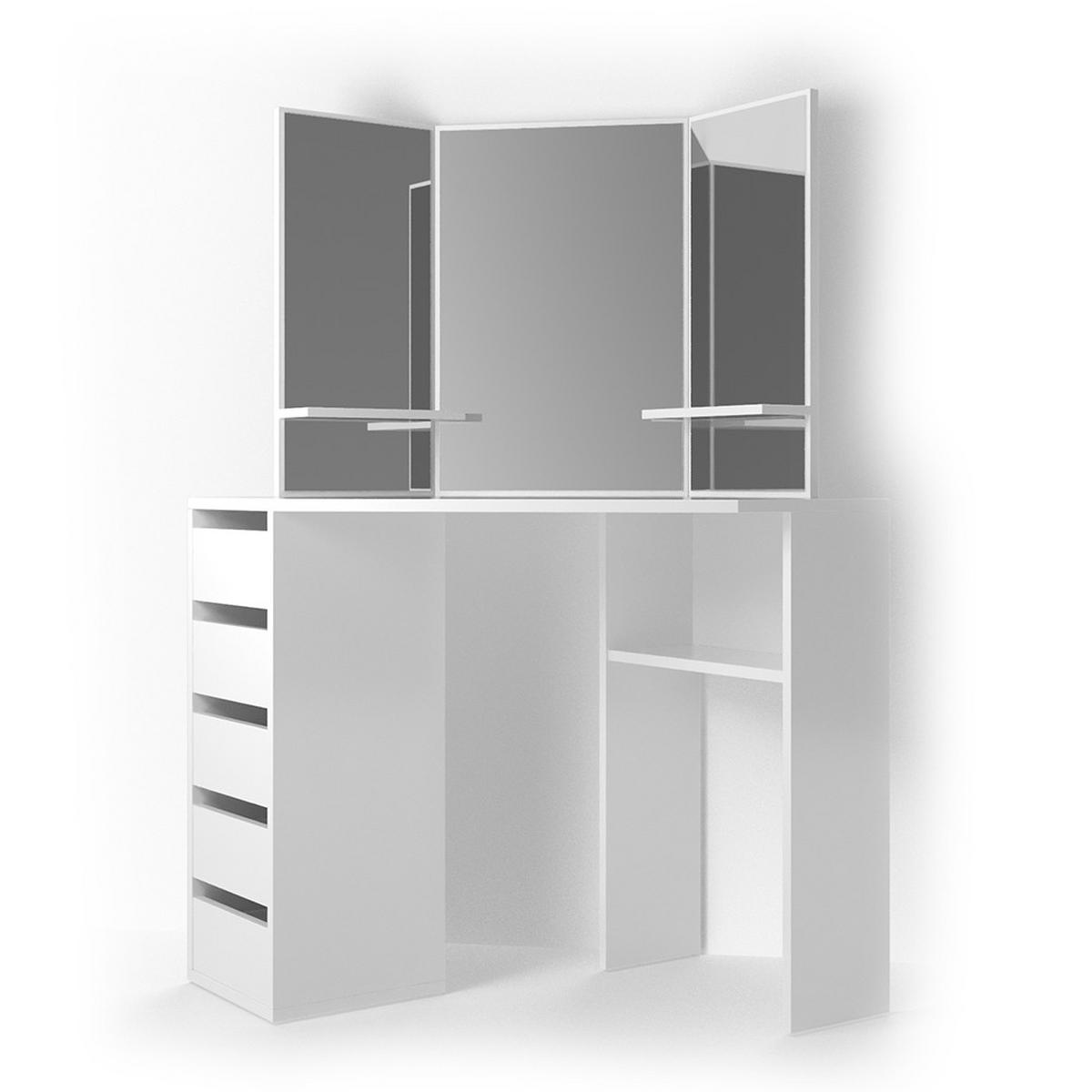 ECKSCHMINKTISCH Arielle Weiß 110 cm - Weiß, Holzwerkstoff (110/141.5/54cm) - Vicco