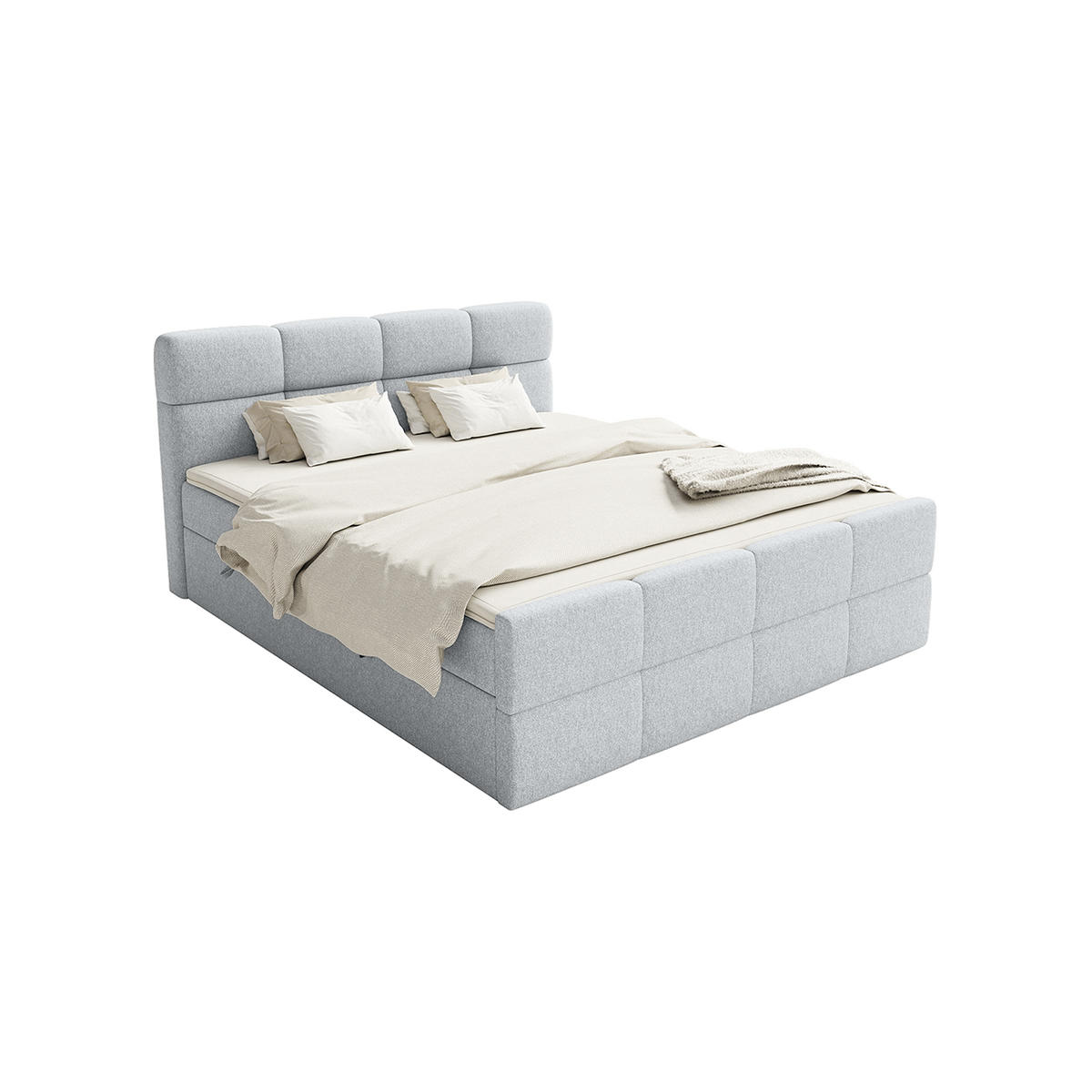 BOXSPRINGBETT ALZEA 160x200 cm, Silber - Silberfarben, Textil (160/200cm) - Fedve