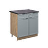 KÜCHENUNTERSCHRANK Fame-Line Hellblau-grau 80 cm, AP Anthrazit - Eiche Wotan/Blaugrau, Holzwerkstoff (80/82/60cm) - Vicco
