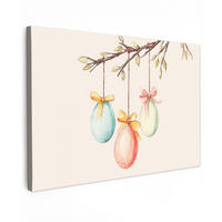 LEINWANDBILD Osterkuchen - Schleife - Eier XXL 150x100 cm - Creme, Textil (150/100cm) - MuchoWow