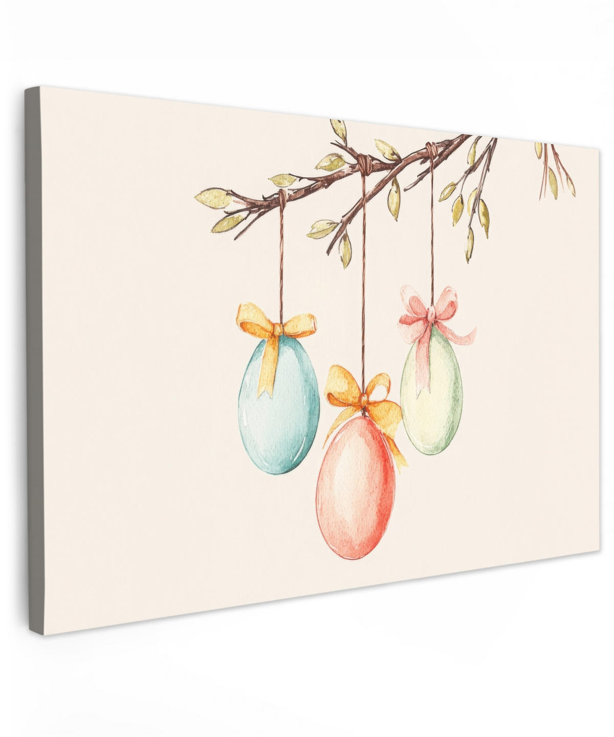 LEINWANDBILD Osterkuchen - Schleife - Eier XXL 150x100 cm - Creme, Textil (150/100cm) - MuchoWow