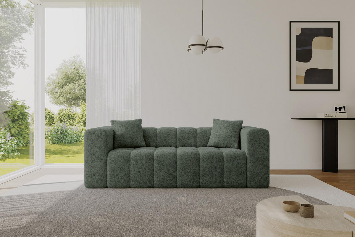 POHOVKA 2-MÍSTNÁ DONY-2 232x90x71 cm Zelená Žinylka - černá/smaragdově zelená, kompozitní dřevo/textil (232/71/90cm) - ALTDECOR