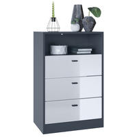 KOMMODE Pino Fronten in Weiß Hochglanz - Weiß Hochglanz, Holzwerkstoff (56/86.5/36cm) - Vladon