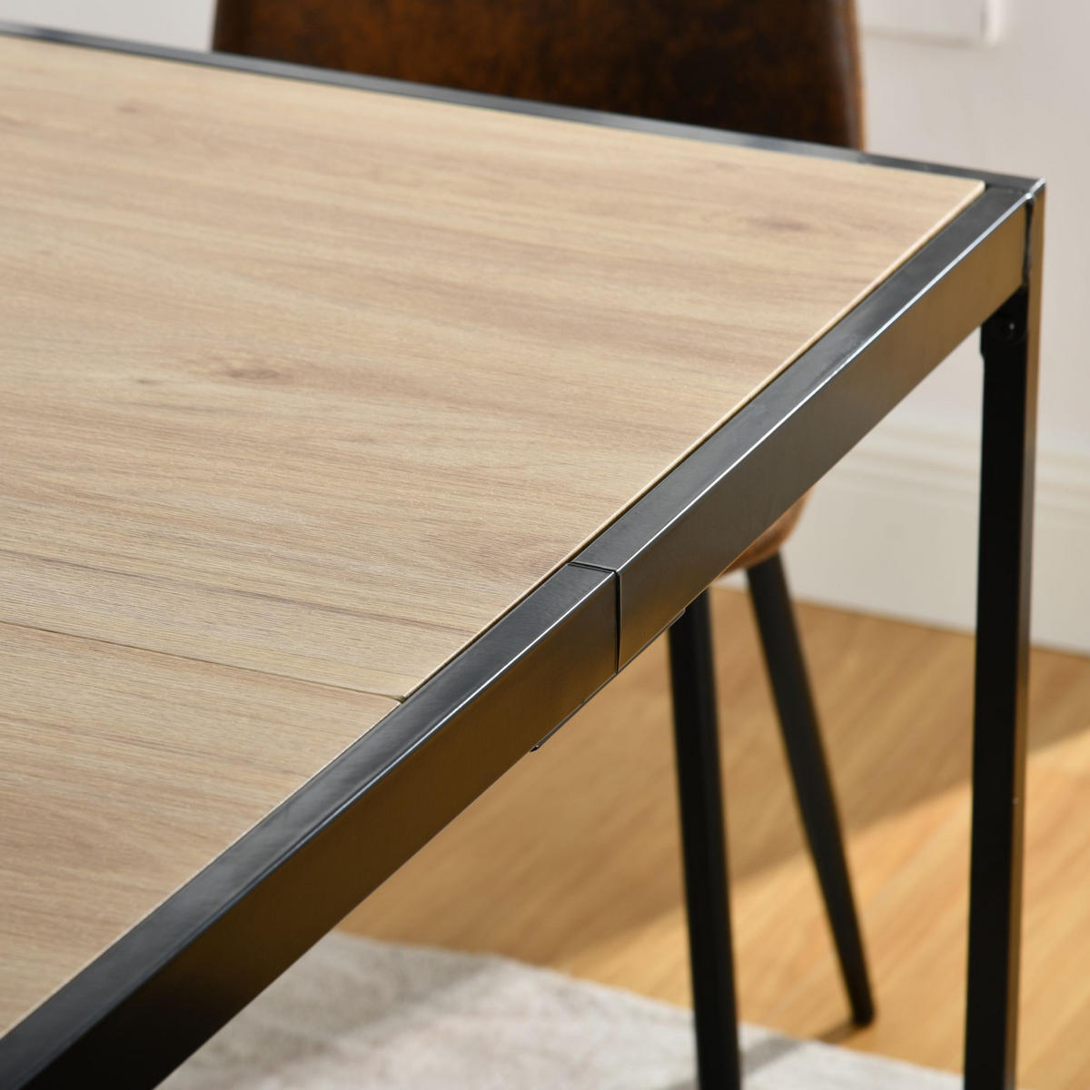 ESSTISCH aus Holz 120x75 mit schwarzem Metallrahmen - Beige, Holz/Metall (120/75/75cm) - Urban Meuble