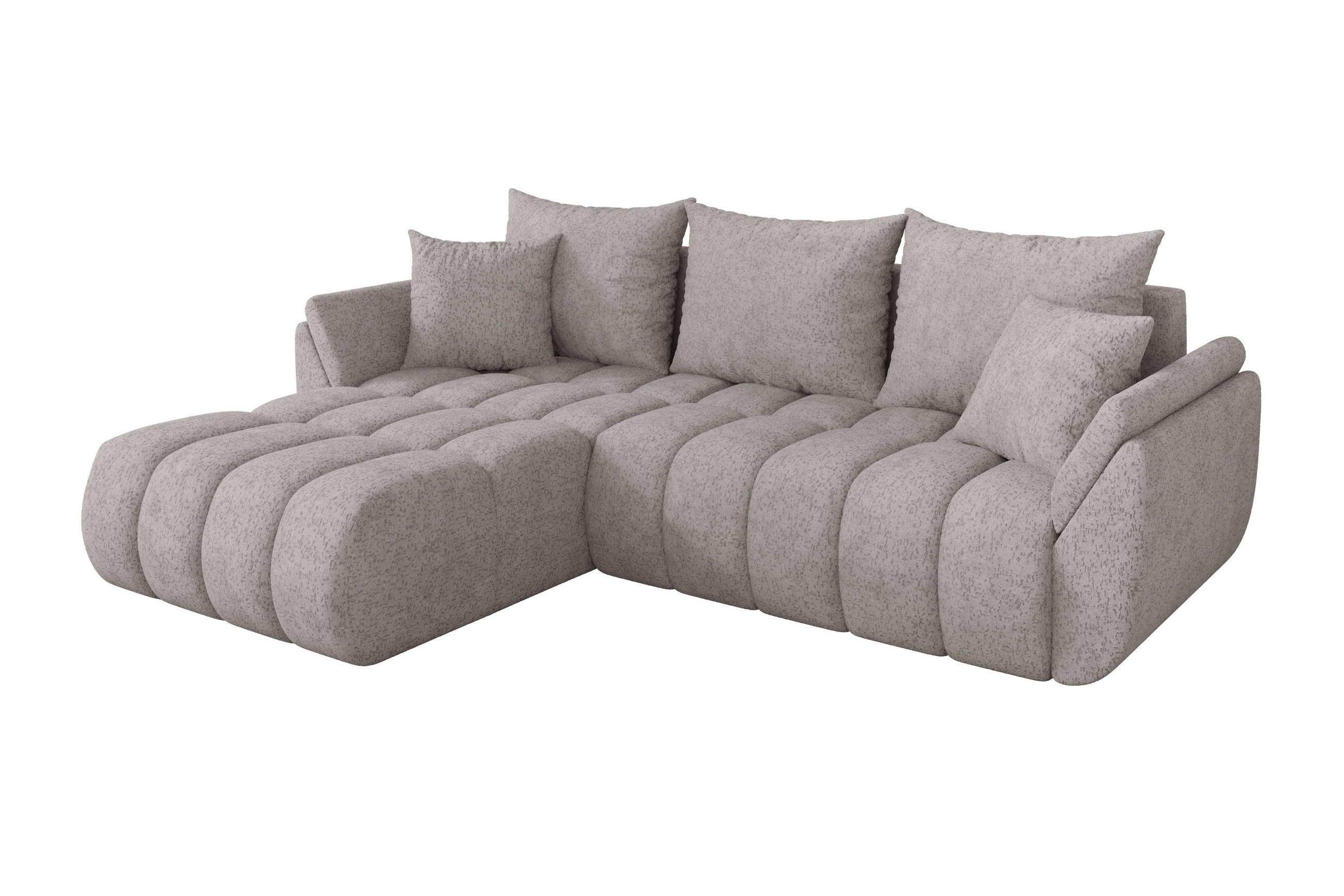 ROHOVÁ SEDAČKA s funkcí spaní, otoman vlevo TOKO-L-v1 277x194x86 světle šedá velur - černá/světle šedá, kompozitní dřevo/textil (277/194cm) - ALTDECOR