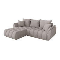 ROHOVÁ SEDAČKA s funkcí spaní, otoman vlevo TOKO-L-v1 277x194x86 světle šedá velur - černá/světle šedá, kompozitní dřevo/textil (277/194cm) - ALTDECOR