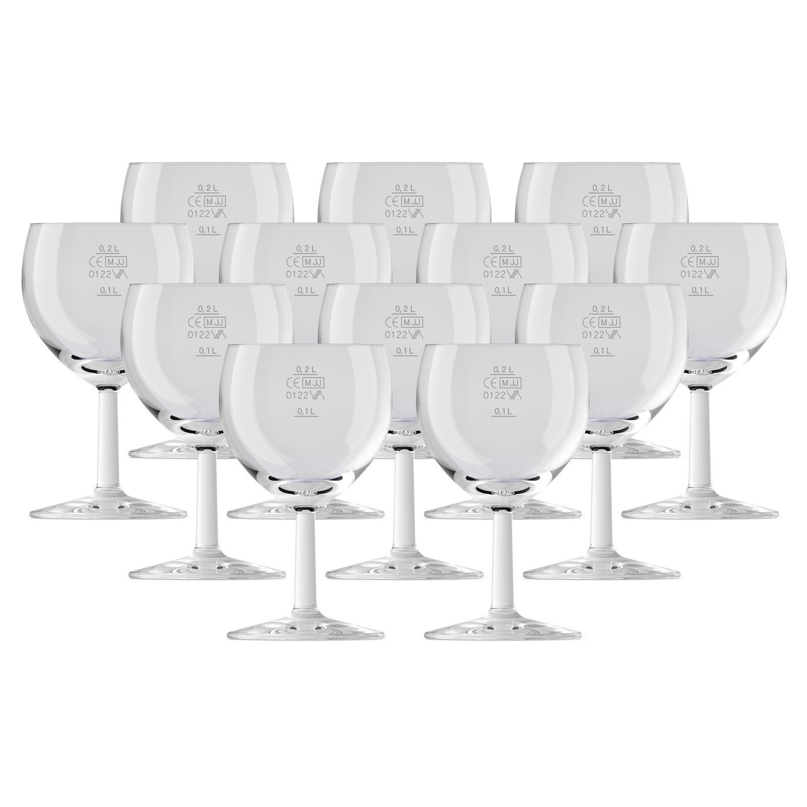 WEINGLÄSER GEEICHT Ballon Profi transparent 0,1 l + 0,2 l 12er Set - Transparent, Glas (0.25L) - Van Well