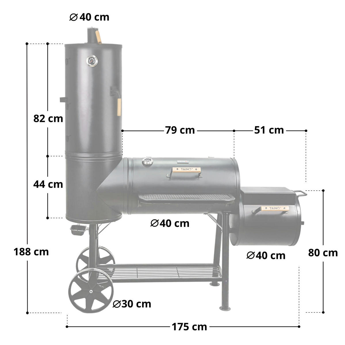 SMOKER CHIEF - Schwarz, Metall (188/175/65cm) - TAINO