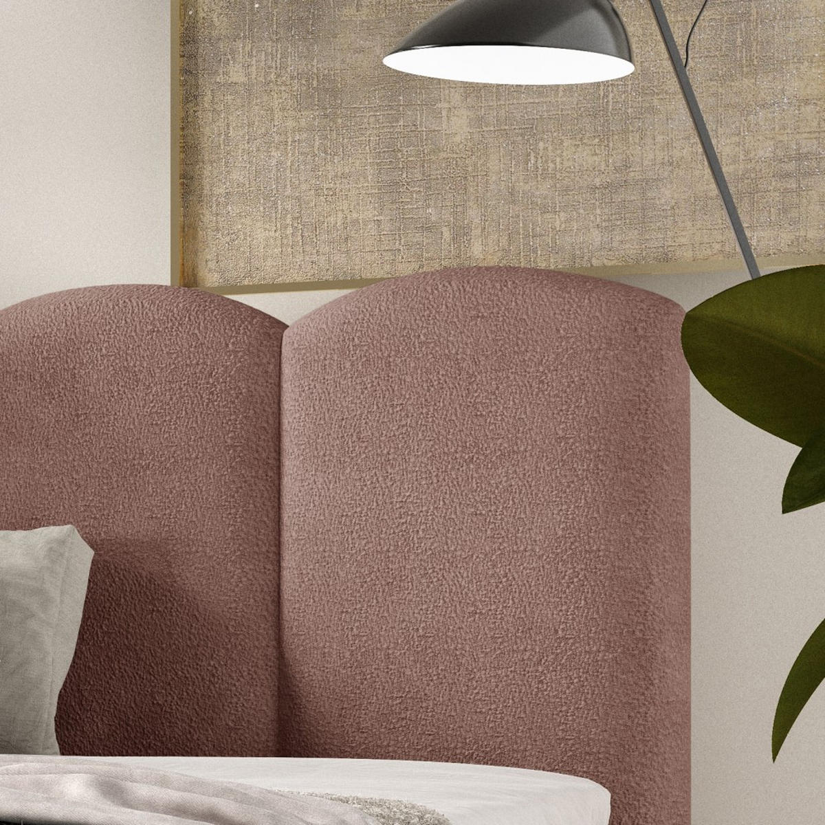 POLSTERBETT Bero, 160x200, Bouclé-Stoff, Dunkelrosa - Dunkelrosa, Textil (160/200cm) - Beautysofa