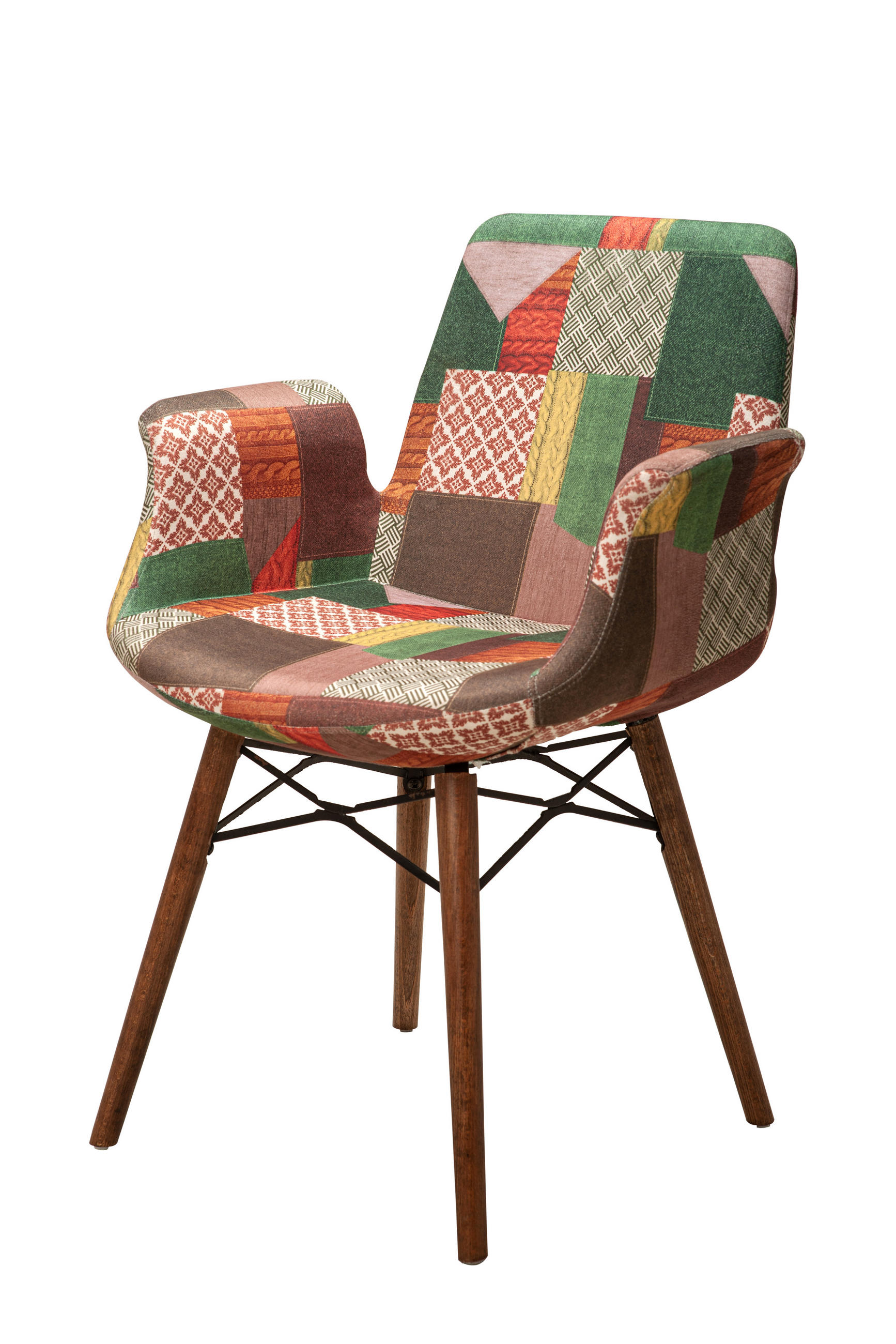 ARMLEHNENSTUHL ORLANDO mit Holzbeinen in multi-grün - Multicolor, Holz/Textil (61/82/52cm) - Stuhlmann