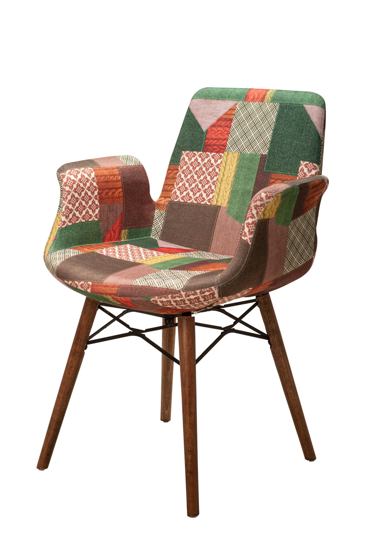 ARMLEHNENSTUHL ORLANDO mit Holzbeinen in multi-grün - Multicolor, Holz/Textil (61/82/52cm) - Stuhlmann